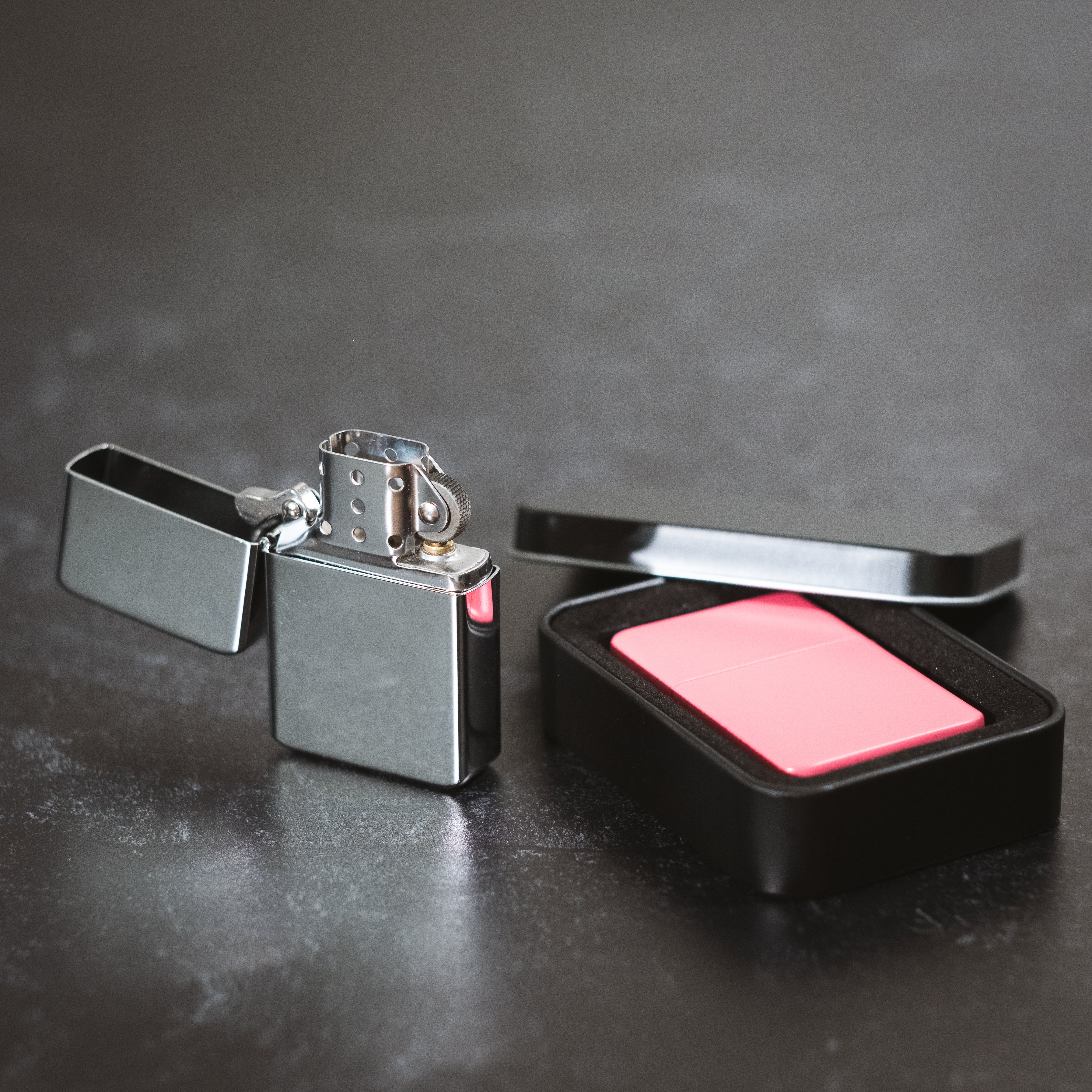 Matte Pink Lighter in Black Tin