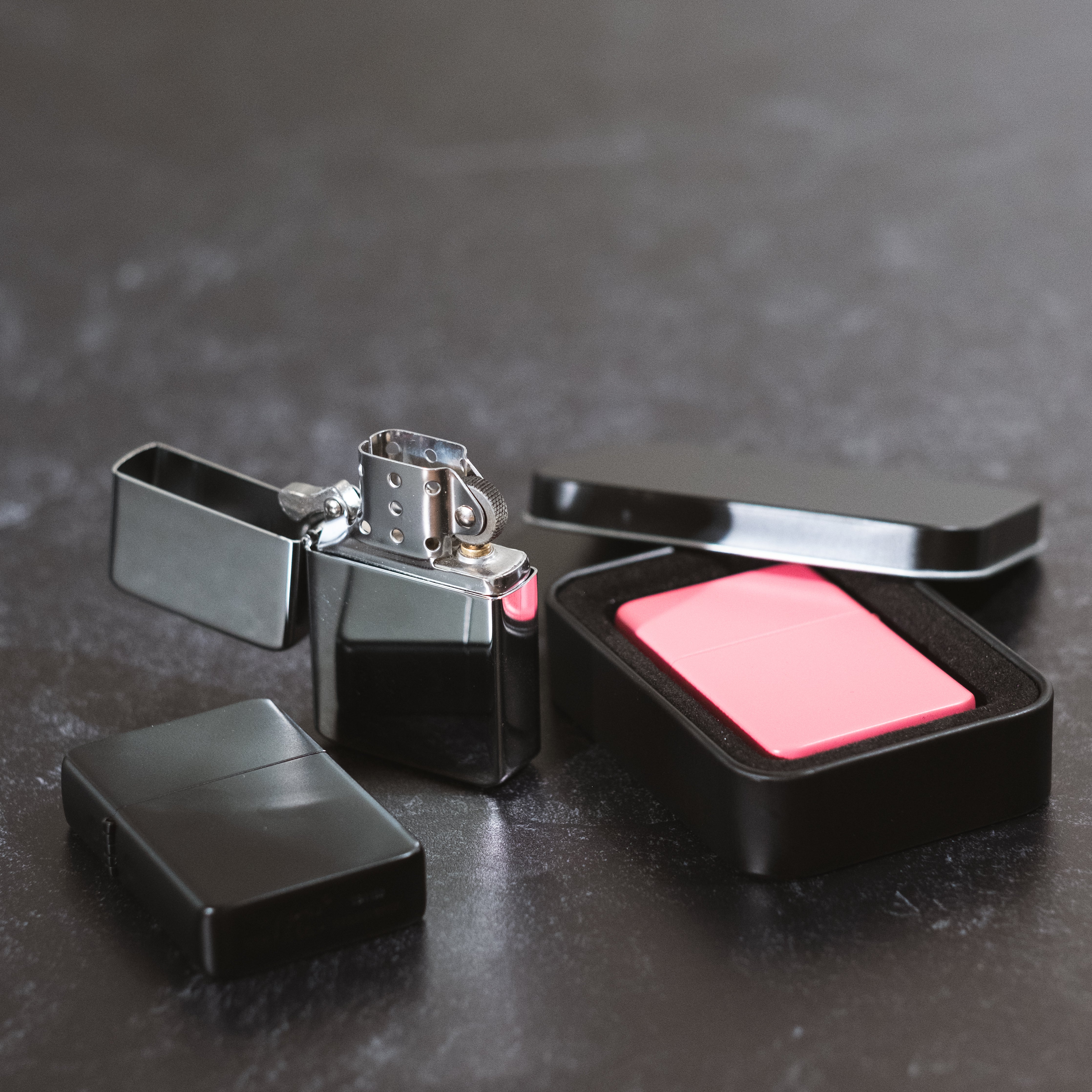 Matte Pink Lighter in Black Tin