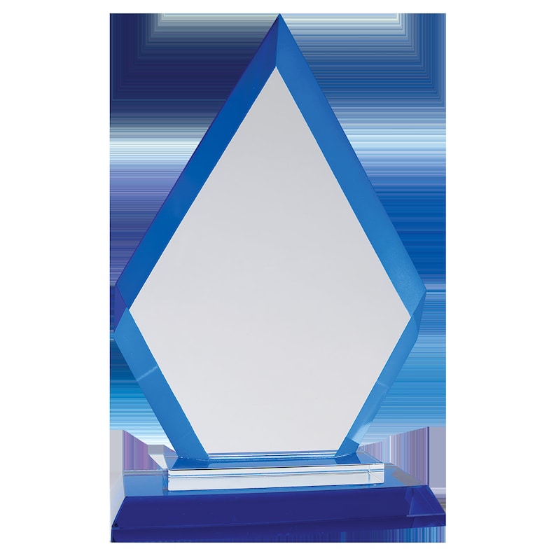 Blue Glass Award, Custom Engraved Diamond Award of Appreciation