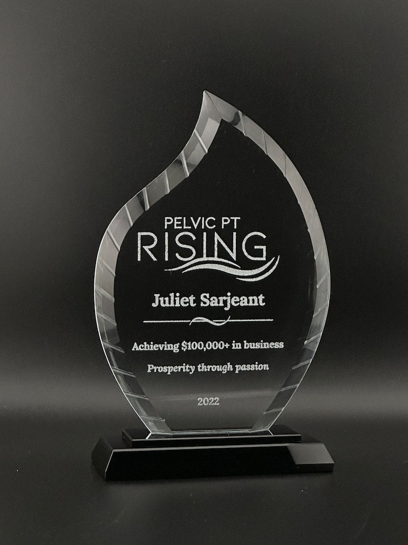 Flame Glass Award Engraved, Personalized Corporate Recognition Award