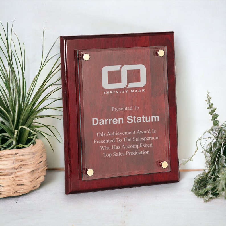 Rosewood Award Plaques, Wood Bases Custom Engraved Appreciation Award
