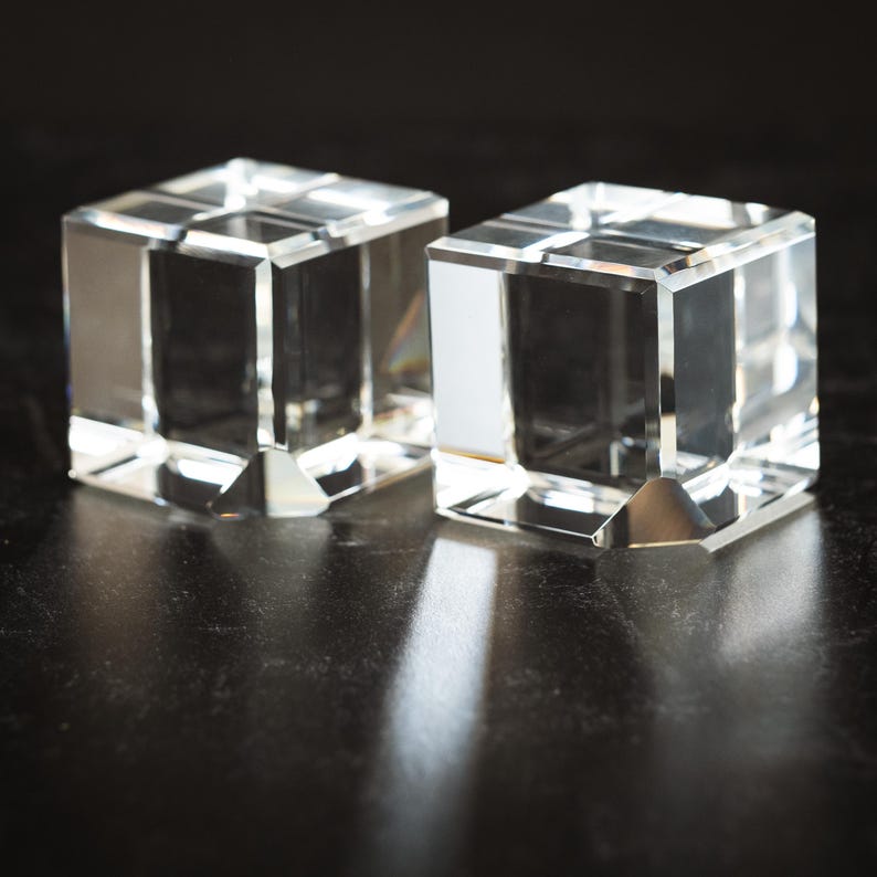 Personalized Crystal Cube - Optic Crystal Award- Beveled Edge Cube Trophy