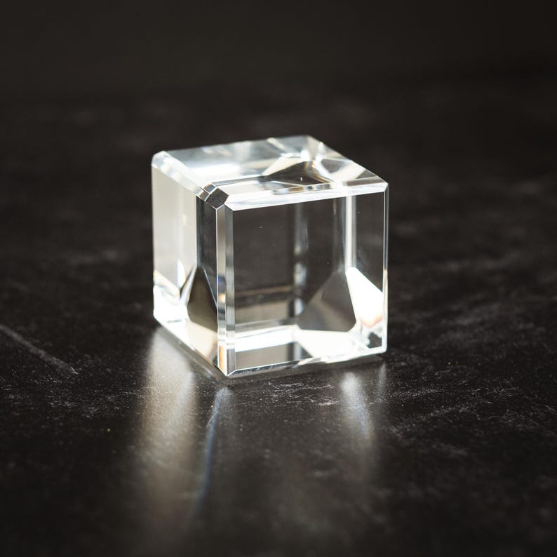 Personalized Crystal Cube - Optic Crystal Award- Beveled Edge Cube Trophy